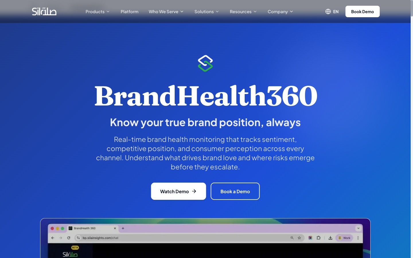 Screenshot of BrandHealth360, live at silainsights.com