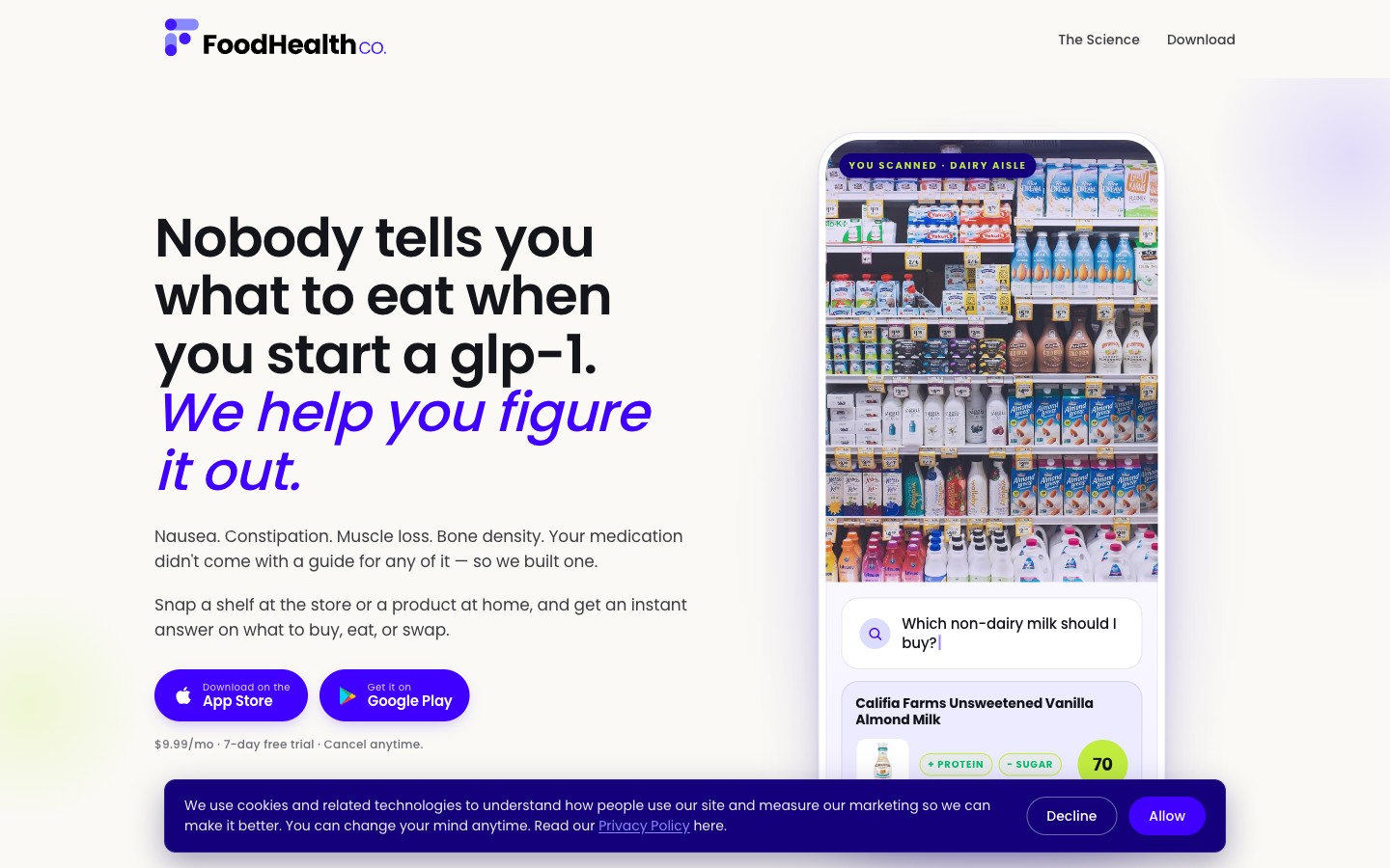 Screenshot of FoodHealth, live at foodhealth.co